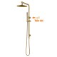 10 inch 250mm Round Brushed Yellow Gold Twin Shower Station Top Inlet