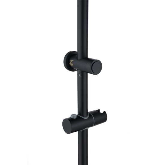 8 inch Round Matte Black Twin Shower Set Selectable Top/Bottom Water Inlet with Push Button Diverter 8 inch Round Matte Black Twin Shower Set Selectable Top/Bottom Water Inlet with Push Button Diverter