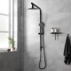 8 inch Round Matte Black Twin Shower Set Selectable Top/Bottom Water Inlet with Push Button Diverter