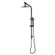 8 inch Round Matte Black Twin Shower Set Selectable Top/Bottom Water Inlet with Push Button Diverter