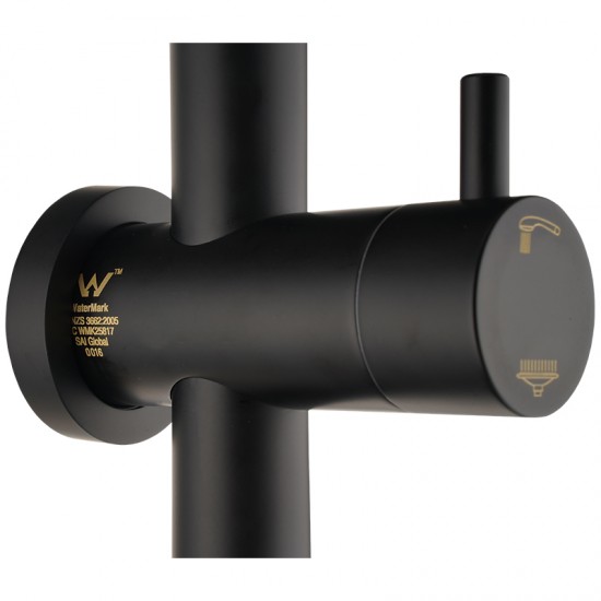 8 inch Round Matte Black Twin Shower Set Selectable Top/Bottom Water Inlet with Push Button Diverter