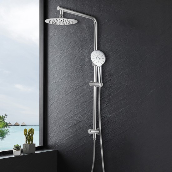 8 inch Round Chrome Twin Shower Set Selectable Top/Bottom Water Inlet with Push Button Diverter 8 inch Round Chrome Twin Shower Set Selectable Top/Bottom Water Inlet with Push Button Diverter