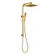 10 inch 250mm Square Brushed Yellow Gold Twin Shower Set Top Water Inlet
