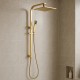 10 inch 250mm Square Brushed Yellow Gold Twin Shower Set Top Water Inlet