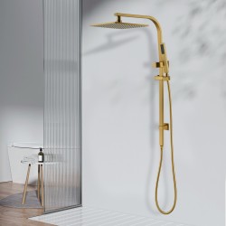 10 inch 250mm Square Brushed Yellow Gold Twin Shower Set Top Water Inlet 10 inch 250mm Square Brushed Yellow Gold Twin Shower Set Top Water Inlet