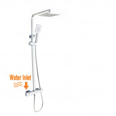 8 inch Square Chrome Twin Shower Set with Thermostatic Mixer Bottom Wa..