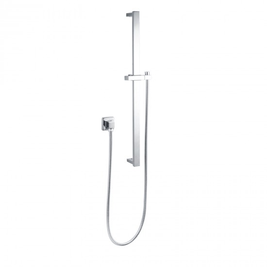 Square Chrome Shower Rail with handheld shower