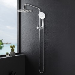 300mm Height Chrome Round Twin Shower Set Top Water Inlet 300mm Height Chrome Round Twin Shower Set Top Water Inlet