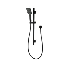 Square Black Wall Mounted Sliding Rail with Handheld Shower and Water Hose & Wall Connector Square Black Wall Mounted Sliding Rail with Handheld Shower and Water Hose & Wall Connector
