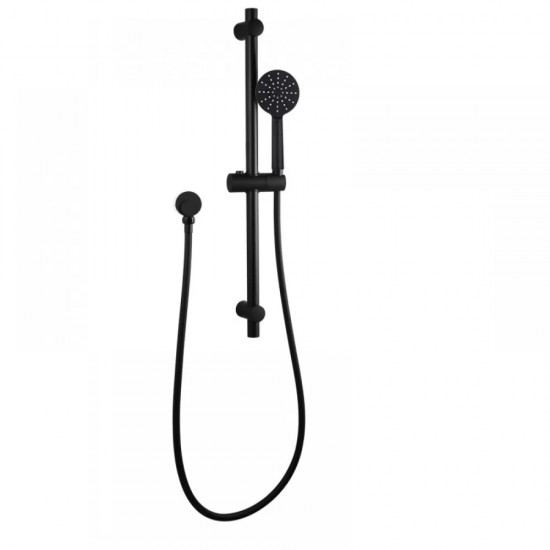 Round Black Adjustable Shower Rail with Round Black Handheld Shower