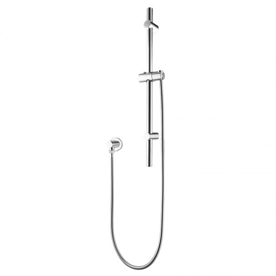 Round Chrome Adjustable Shower Rail with Handheld Shower Set