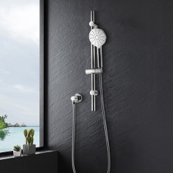 Round Chrome Adjustable Shower Rail with Handheld Shower Set Round Chrome Adjustable Shower Rail with Handheld Shower Set