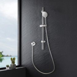 Round Chrome Adjustable Shower Rail with Handheld Shower Set Round Chrome Adjustable Shower Rail with Handheld Shower Set
