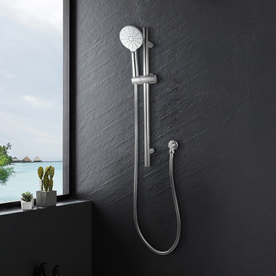 Round Chrome Shower Rail With Hand held Shower Set