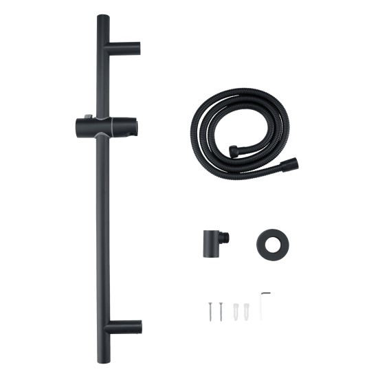 Round Matt black Shower Rail With Hand held Shower Set Round Matt black Shower Rail With Hand held Shower Set