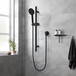 Round Matt Black Shower Rail With Hand Held Shower Set Round Matt Black Shower Rail With Hand Held Shower Set