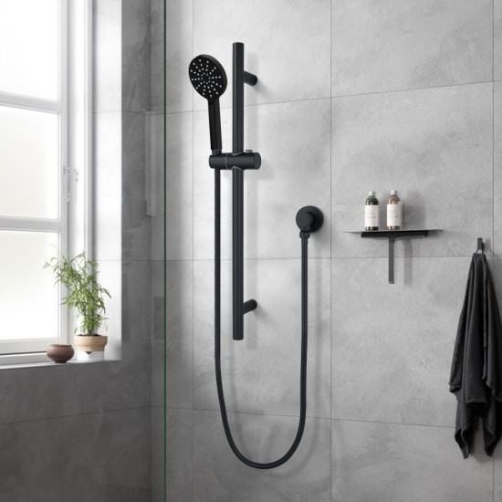 Round Matt black Shower Rail With Hand held Shower Set Round Matt black Shower Rail With Hand held Shower Set