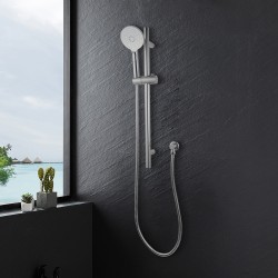 Round Brushed Nickel Shower Rail with Brass Handheld Shower Set Round Brushed Nickel Shower Rail with Brass Handheld Shower Set