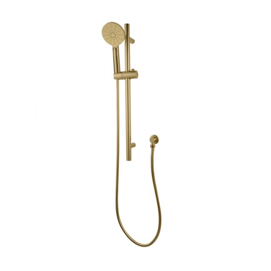 Round Brushed Yellow Gold Shower Rail with Brass Handheld Shower Set