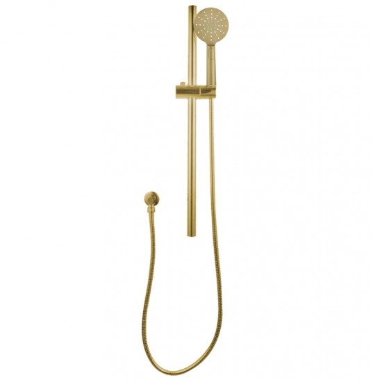 Round Brushed Yellow Gold Shower Rail with Brass Handheld Shower Set