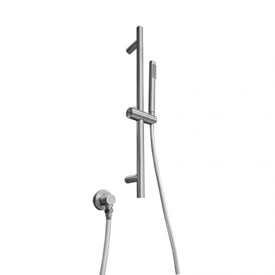 Round Brushed Nickel Shower Rail with Brass Handheld Shower Set