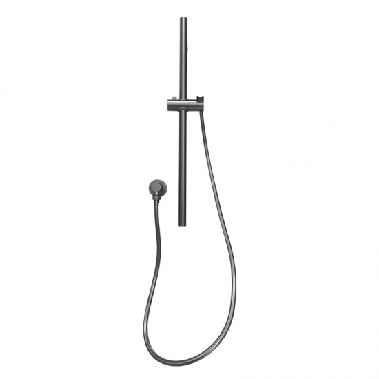 Round Gunmetal Grey Shower Rail with Brass Handheld Shower Set