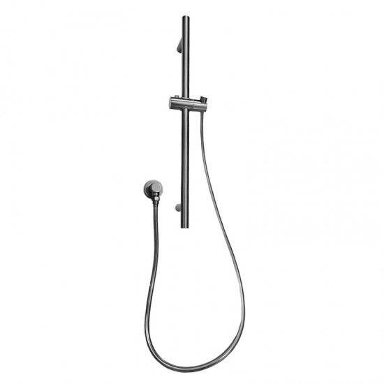 Round Gunmetal Grey Shower Rail with Brass Handheld Shower Set