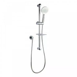Round Chrome Shower Rail Sliding Holder with Soap Dish Water Hose & Wall Connector Round Chrome Shower Rail Sliding Holder with Soap Dish Water Hose & Wall Connector