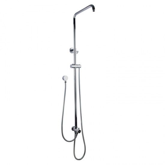 8 inch Round Chrome Twin Shower Set Top/Bottom Water Inlet with Brass Handheld Shower