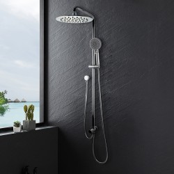 8 inch Round Chrome Twin Shower Set Top/Bottom Water Inlet with Brass Handheld Shower 8 inch Round Chrome Twin Shower Set Top/Bottom Water Inlet with Brass Handheld Shower