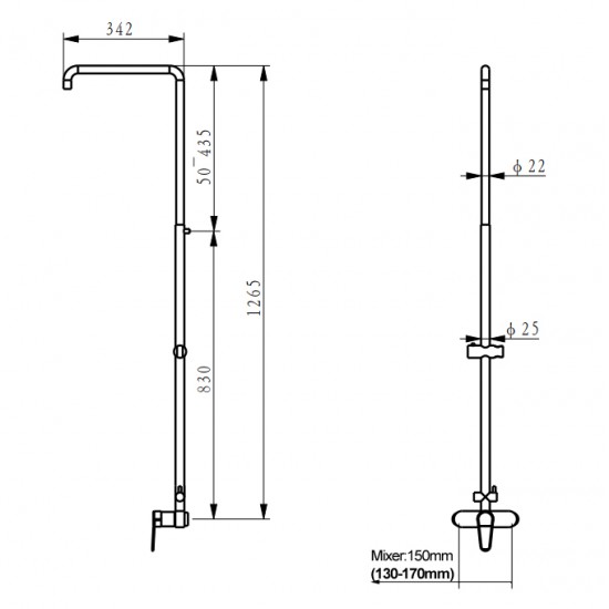 8 inch Round Matt Black Twin Shower Set Bottom Inlet