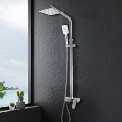 8 inch Square Chrome Bottom Water Inlet Twin Shower Set With Mixer 8 inch Square Chrome Bottom Water Inlet Twin Shower Set With Mixer