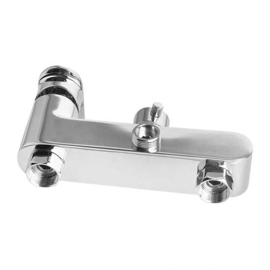 8 inch Square Chrome Bottom Water Inlet Twin Shower Set With Mixer