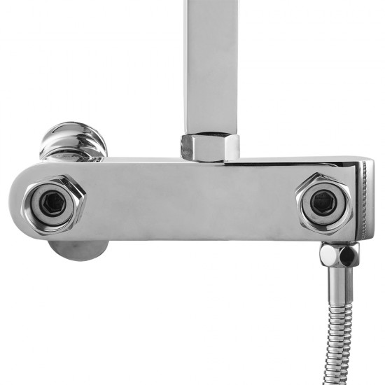 8 inch Square Chrome Bottom Water Inlet Twin Shower Set With Mixer