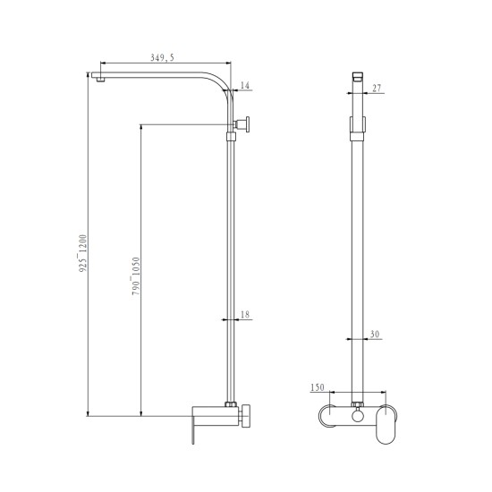 10 inch 250mm Square Brushed Nickel Shower Tower With Rain Head Bottom Water Inlet 10 inch 250mm Square Brushed Nickel Shower Tower With Rain Head Bottom Water Inlet