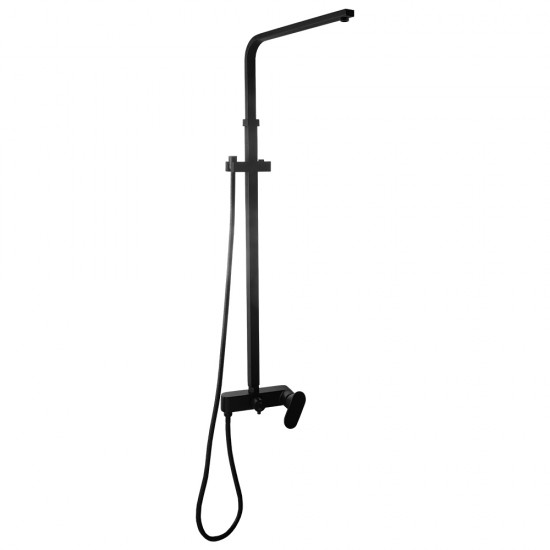 8 inch Square Bottom Water Inlet Black Twin Shower Set With Mixer