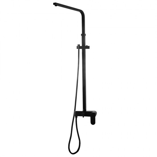 8 inch Square Bottom Water Inlet Black Twin Shower Set With Mixer