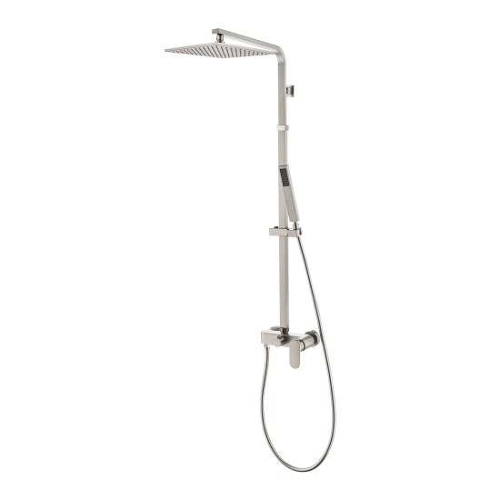 10 inch 250mm Square Brushed Nickel Shower Tower With Rain Head Bottom Water Inlet 10 inch 250mm Square Brushed Nickel Shower Tower With Rain Head Bottom Water Inlet