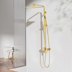 10 inch 250mm Square Brushed Yellow Gold Shower Tower With Rain Head Bottom Water Inlet 10 inch 250mm Square Brushed Yellow Gold Shower Tower With Rain Head Bottom Water Inlet