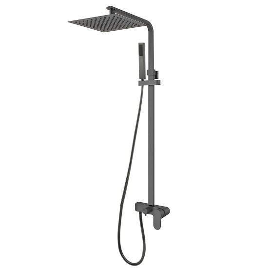 10 inch 250mm Square Gunmetal Grey Shower Tower With Rain Head Bottom Water Inlet 10 inch 250mm Square Gunmetal Grey Shower Tower With Rain Head Bottom Water Inlet