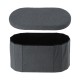 108L Oval Boucle Folding Ottoman Storage Bench Foldable Chair Deep Gray 108L Oval Boucle Folding Ottoman Storage Bench Foldable Chair Deep Gray