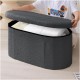 108L Oval Boucle Folding Ottoman Storage Bench Foldable Chair Deep Gray 108L Oval Boucle Folding Ottoman Storage Bench Foldable Chair Deep Gray