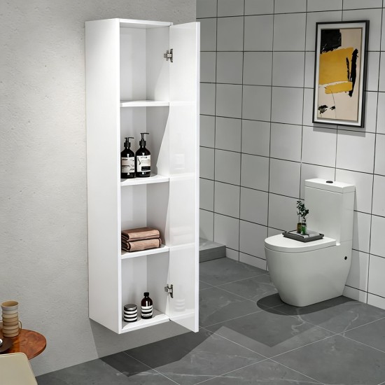 350x300x1600mm Height Plywood Fluted Tall Cabinet Matt White