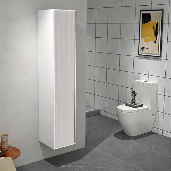 350x300x1600mm Height Plywood Fluted Tall Cabinet Matt White