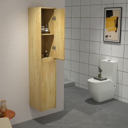 1600mm Height Plywood Fluted Tall Cabinet Light Oak 1600mm Height Plywood Fluted Tall Cabinet Light Oak
