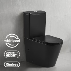 670x360x850mm Bathroom Whirlpool Ultra Quiet Comfort Height Ceramic Rimless Toilet Suite Matt Black 670x360x850mm Bathroom Whirlpool Ultra Quiet Comfort Height Ceramic Rimless Toilet Suite Matt Black