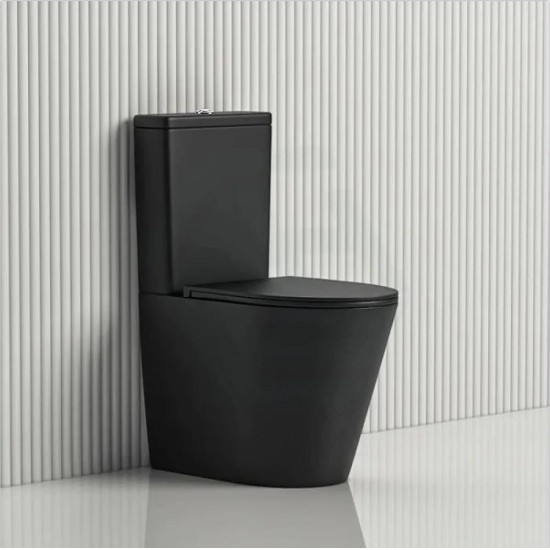 670x360x850mm Bathroom Whirlpool Ultra Quiet Comfort Height Ceramic Rimless Toilet Suite Matt Black