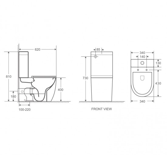 620x380x825mm Ceramic White Boxrim Back To Wall Toilets Suite Two Piece Toilets 