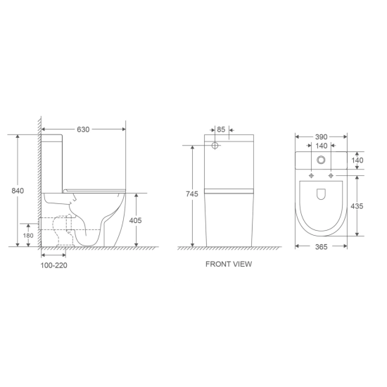 630x390x840mm Ceramic White Boxrim Back To Wall Toilets Suite Two Piece Toilets 