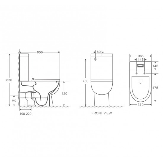 680x380x860mm Ceramic White Rimless Back To Wall Toilets Suite Two Piece Toilets 